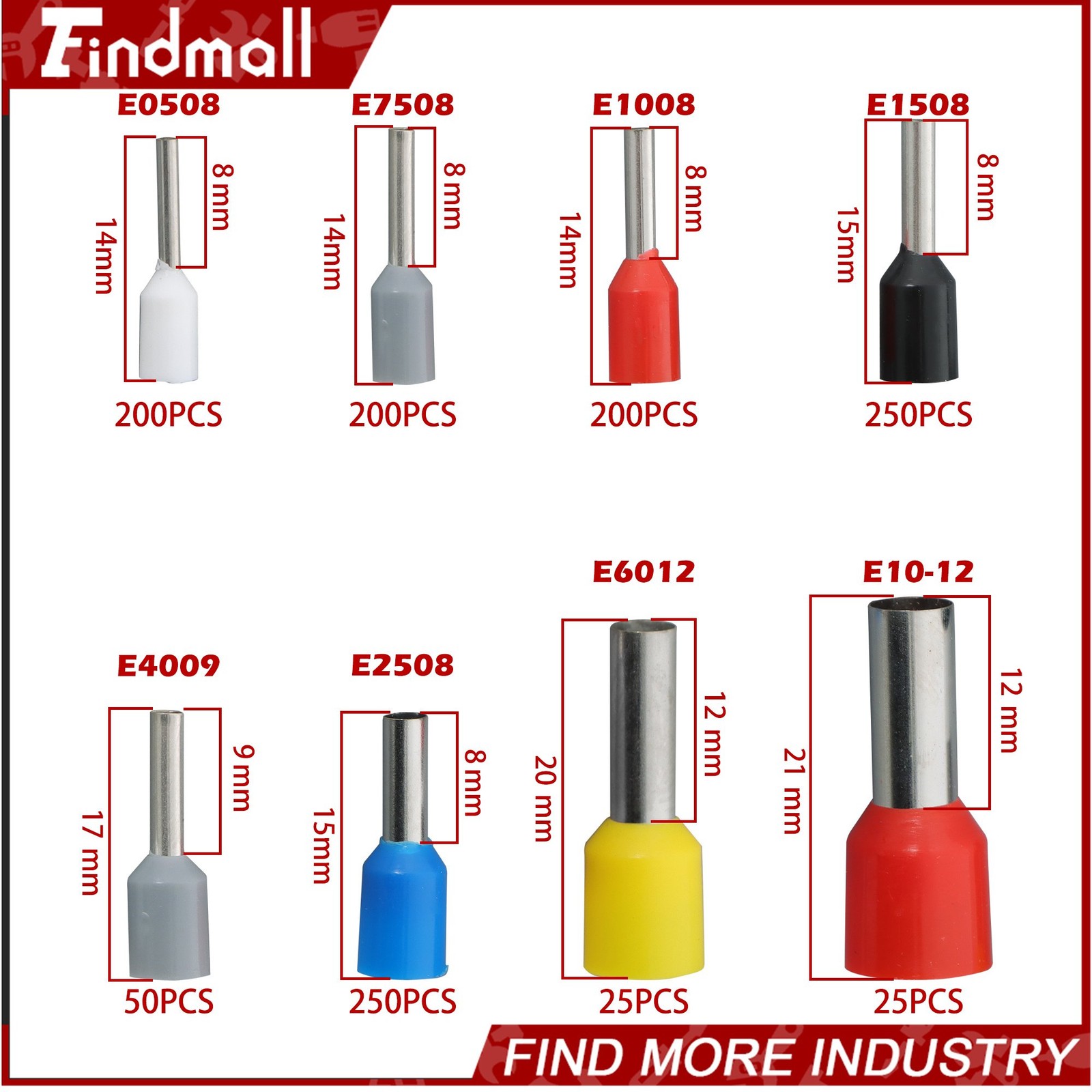 Findmall Self-Adjustable AWG 23-7 Ferrule Crimping Tool Kit W/ 1200Pack Ferrules