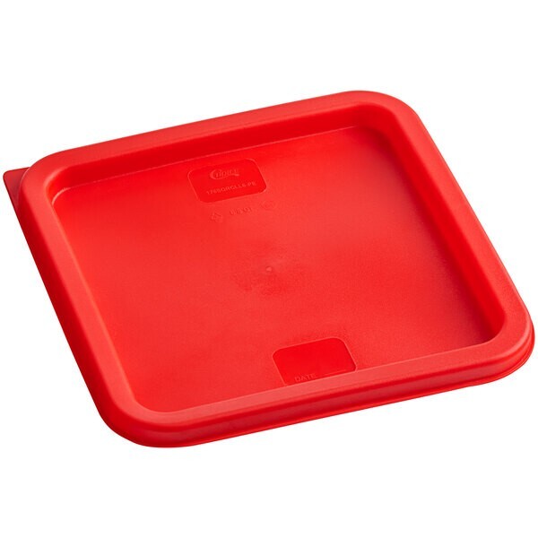 Choice 6 and 8 Qt. Red Square Polypropylene Food Storage Container Lid -Set of 2