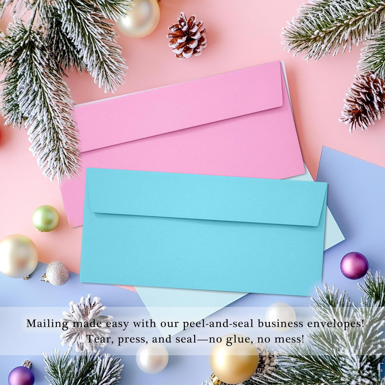 50 Pack Colorful Self Seal Business Envelopes Number 10 Letter Mailing Office Se