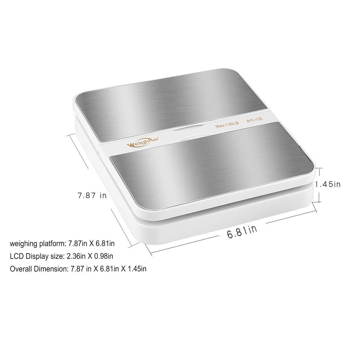130LB Heavy-Duty Digital Weight Scale with Large Backlit LCD for Easy Reading