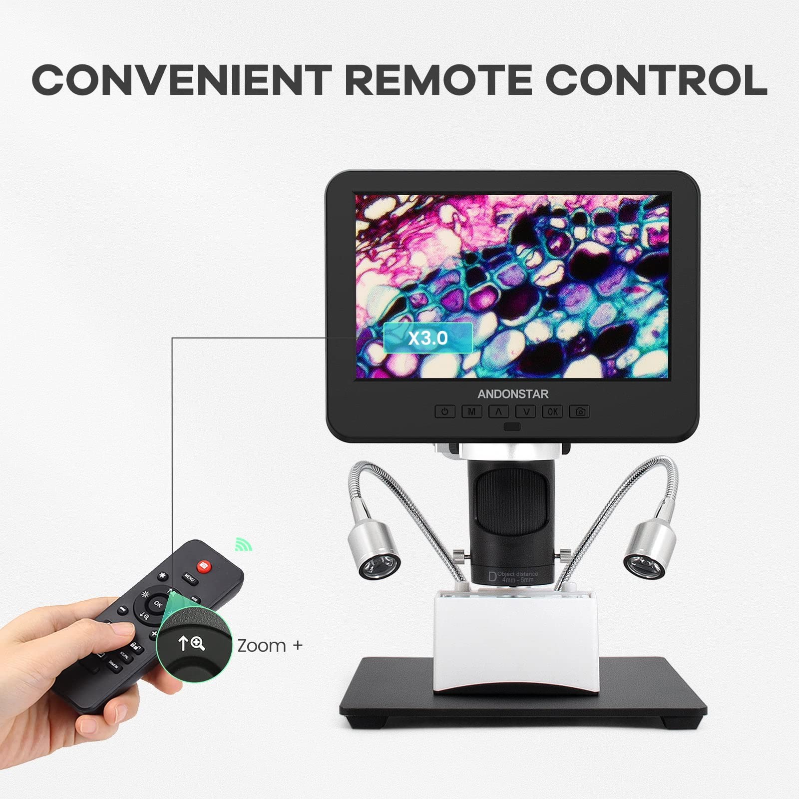 AD246S-M HDMI Digital Microscope 2000x for Adults, 3 Lens 2160P UHD Video Rec…