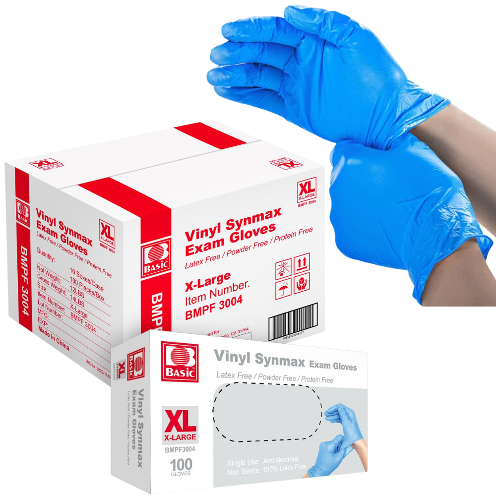 Disposable Gloves Vinyl Basic Synmax Exam Gloves Powder-Free Latex-Free