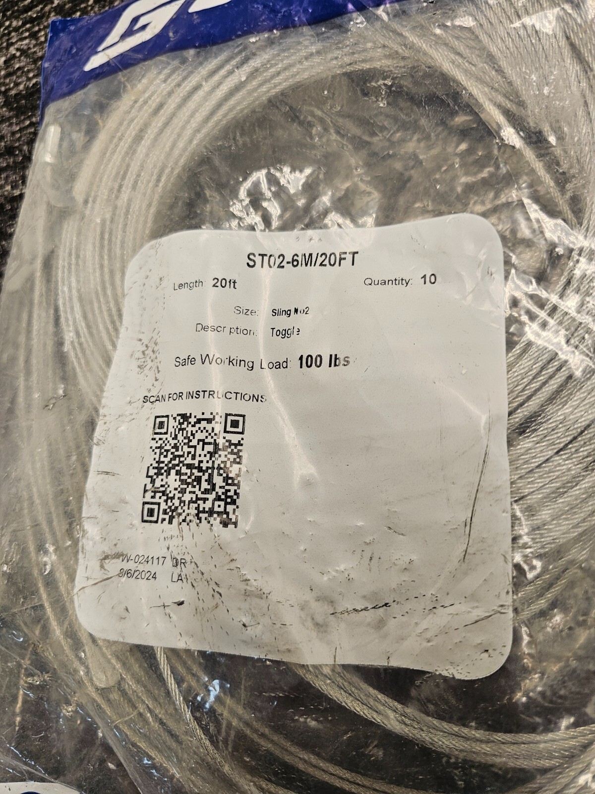 (QTY 10) GRIPPLE ST02-6M/20FT No. 2 Max. Safe Working Load 12 lbs 20′ Toggle