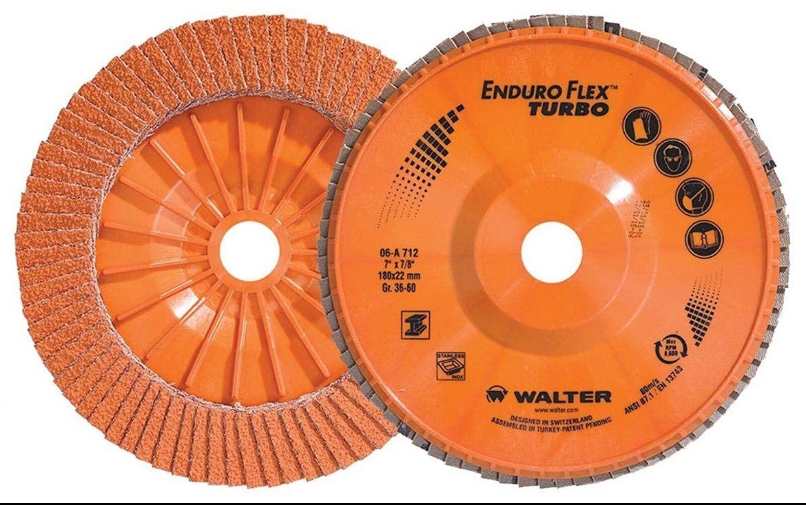 (10 Pack)Walter 06-A 452: Enduro-Flex Turbo 36/60 Grit 4-1/2″ Abrasive Flap Disc