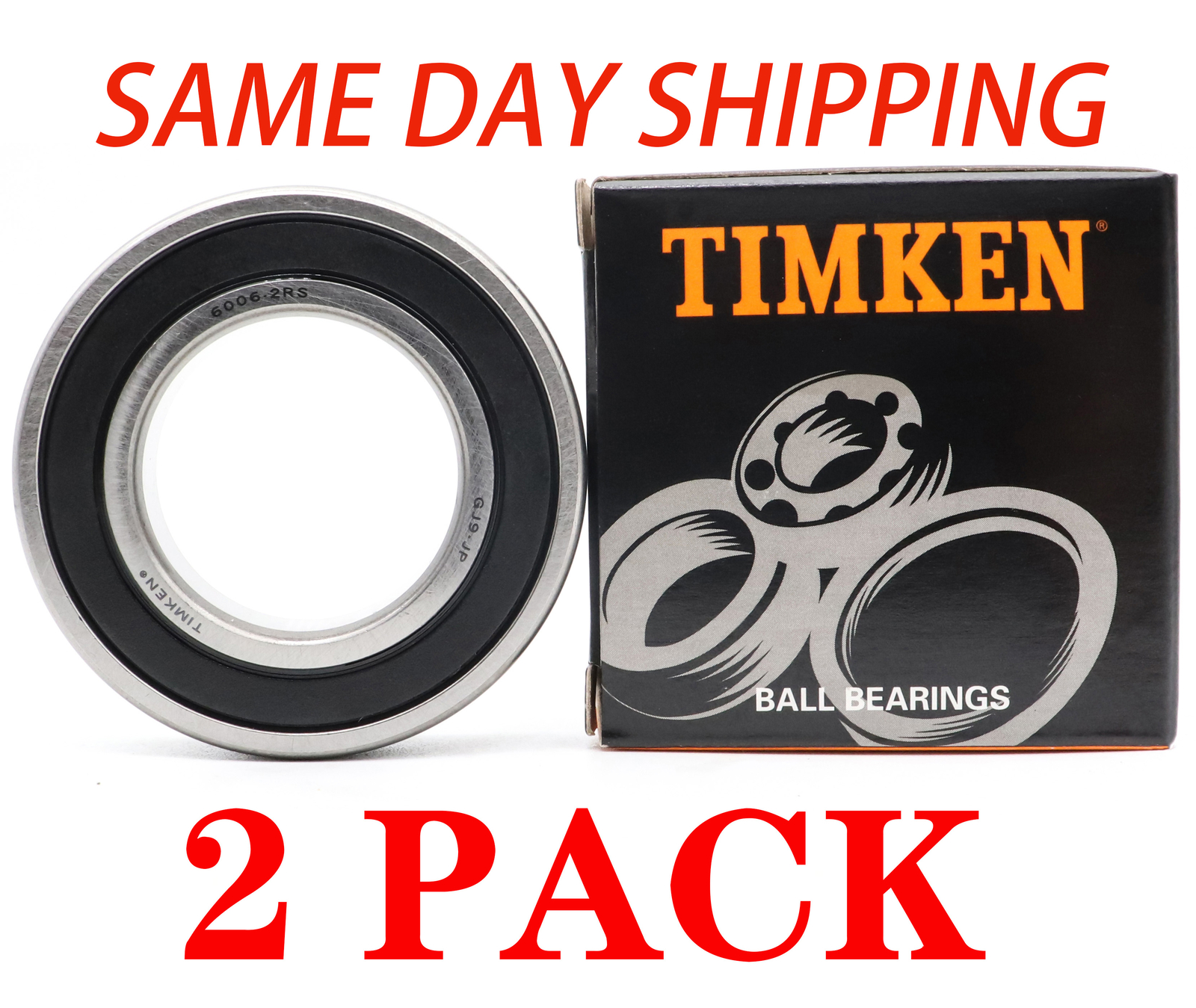 2 PACK TIMKEN 6006-2RS 30X55X13MM Double Rubber Seal Ball Bearings