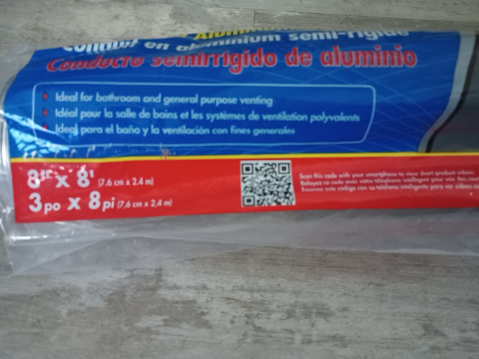 Dundas Jafine 3″X8′ Aluminium SEMI -RIGID Duct- IDEAL FOR BATH/ KITCHEN VENTING