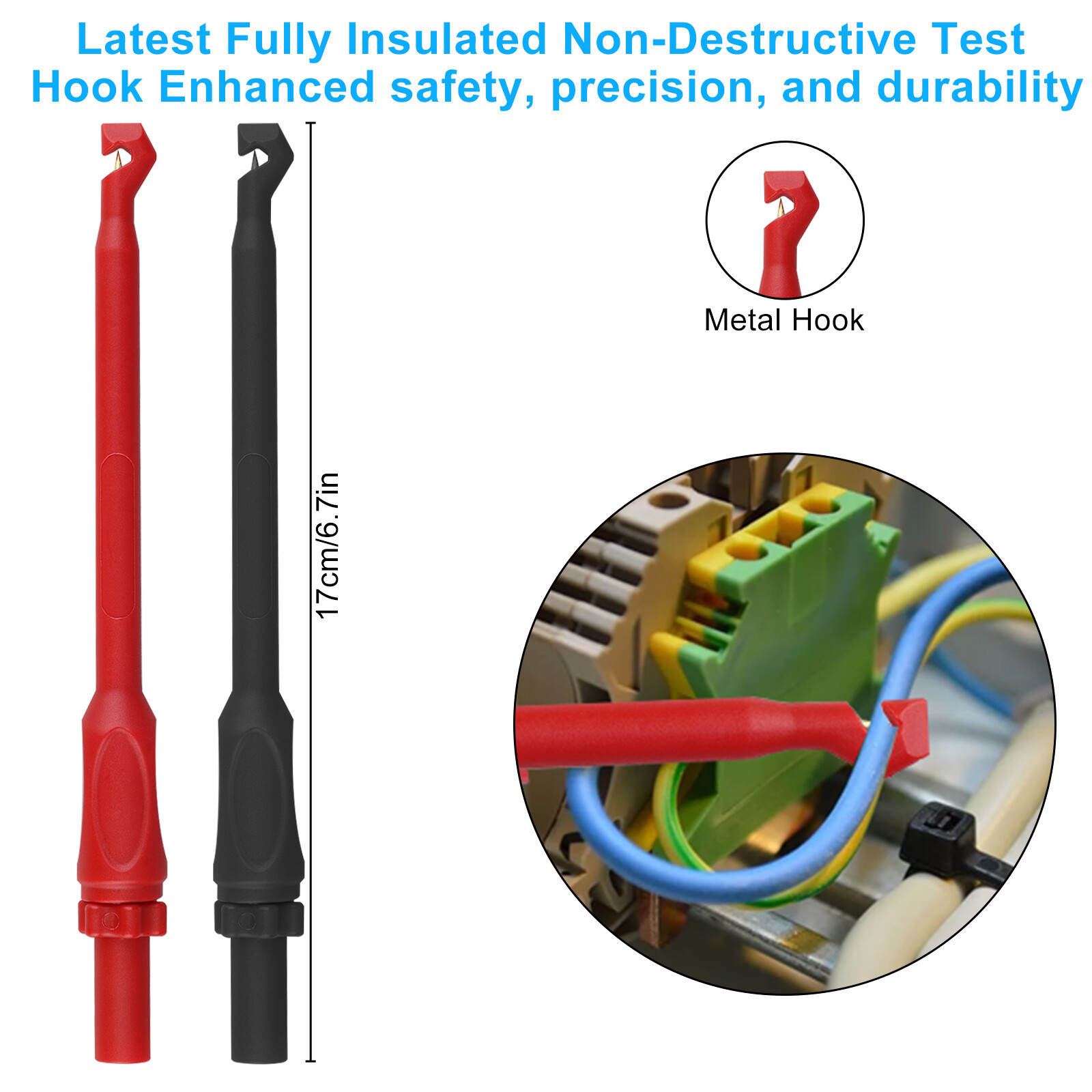 8in1 Multimeter Test Leads Kit 4mm Wire Piercing Clip Probe Plug Tool Automotive
