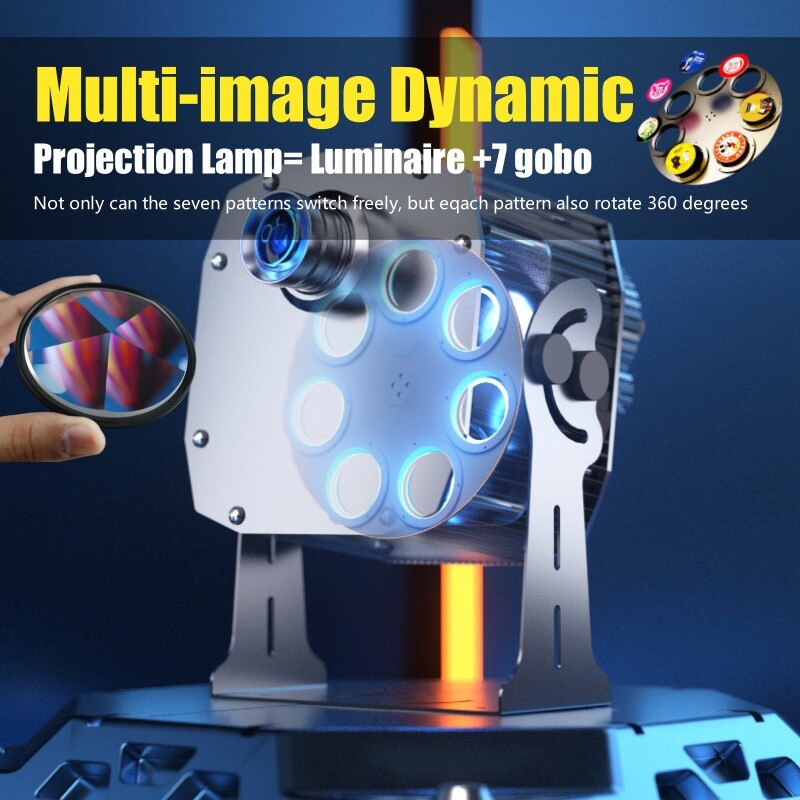 60W-600W Seven-Image Rotating Dynamic Logo Projection Lamp Customizable Pattern