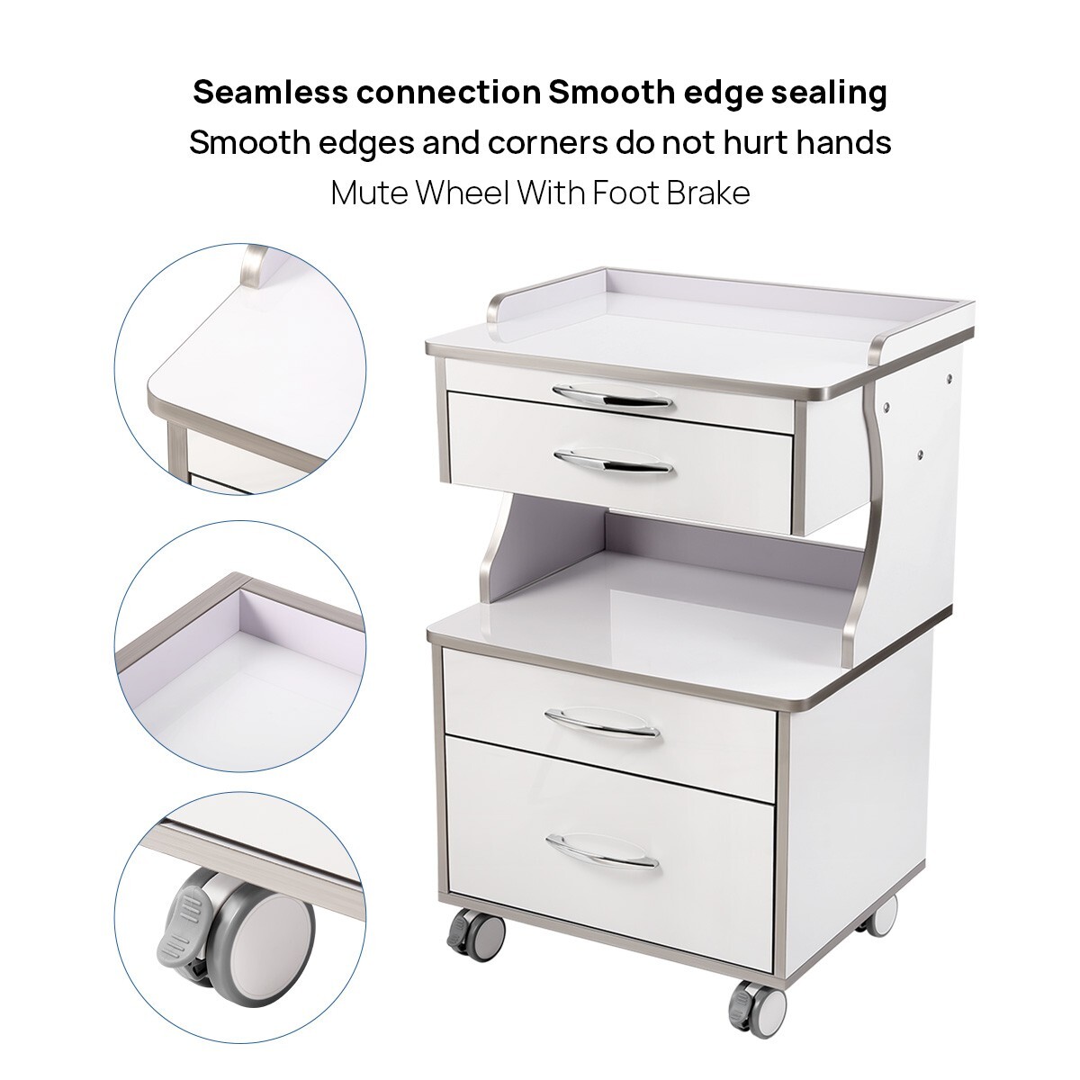 AZDENT Dental Multi-Function Mobile Cart with 3/4/5 Drawers Medical Rolling Cart