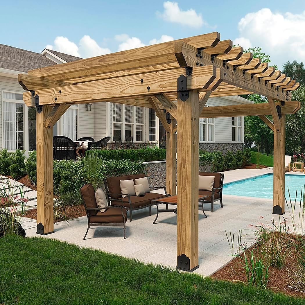 OZCO 54207 Laredo Sunset Lite 4×4 Post Base,Black, 8 pack