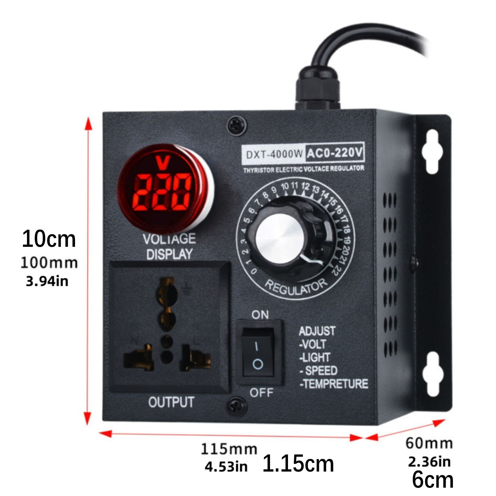 AC 110V/220V 4000W New SCR Electronic Voltage Regulator Fan Speed Controller