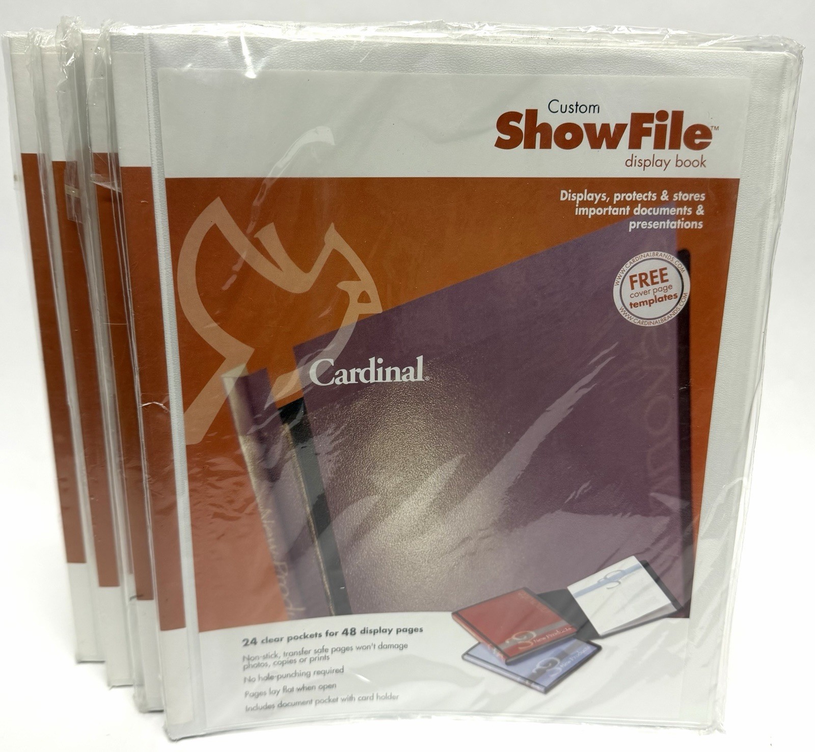 New! Cardinal Custom Show File Display Book 24 Pckts/48 Pgs *WHITE* #50140 Qty 4
