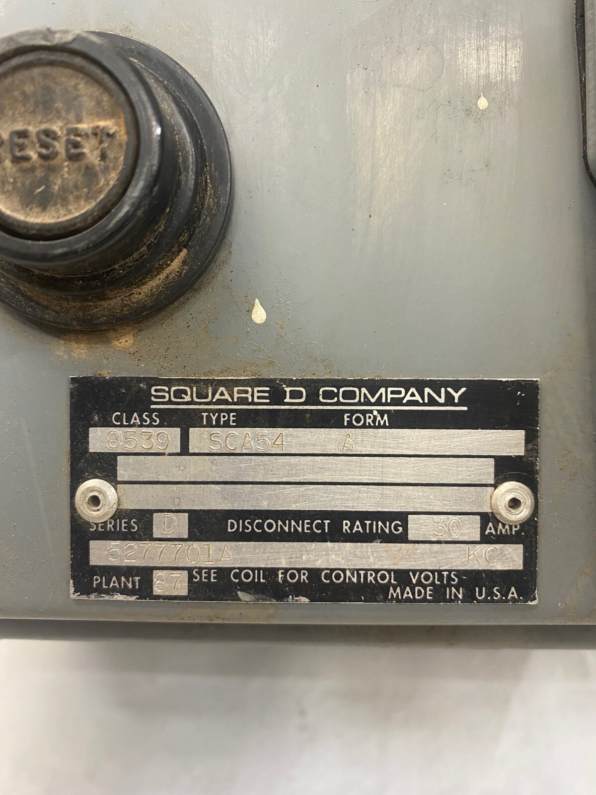 Square D 8539 SC54 A Ser D Combination Starter Motor Circuit Protector