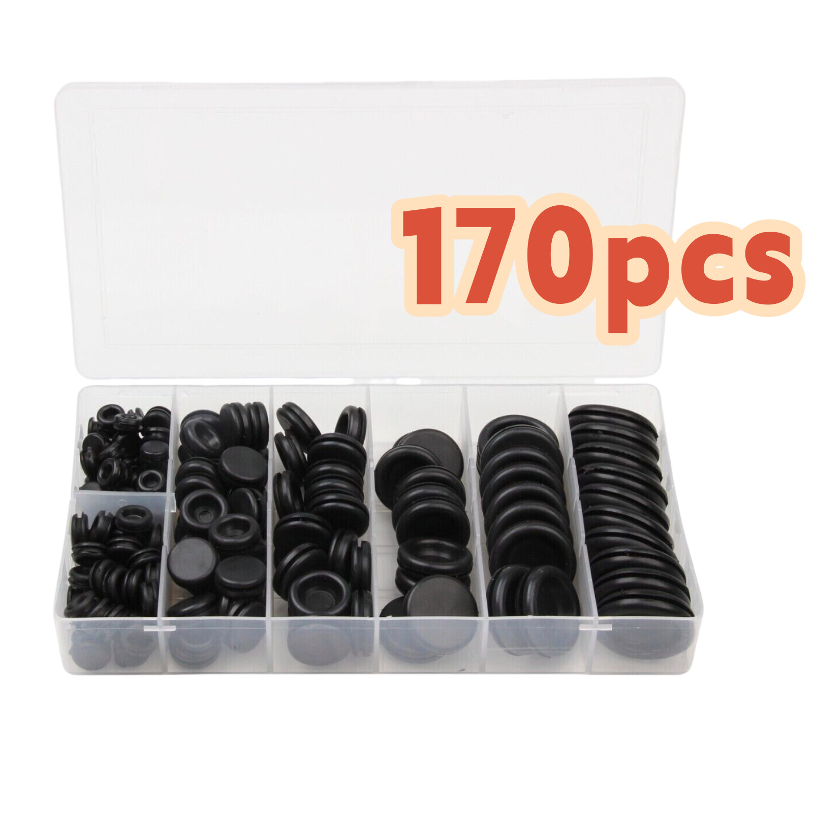 170pc Rubber Grommet Assortment 7 Sizes Sheet Metal Auto Body Firewall Hole Plug