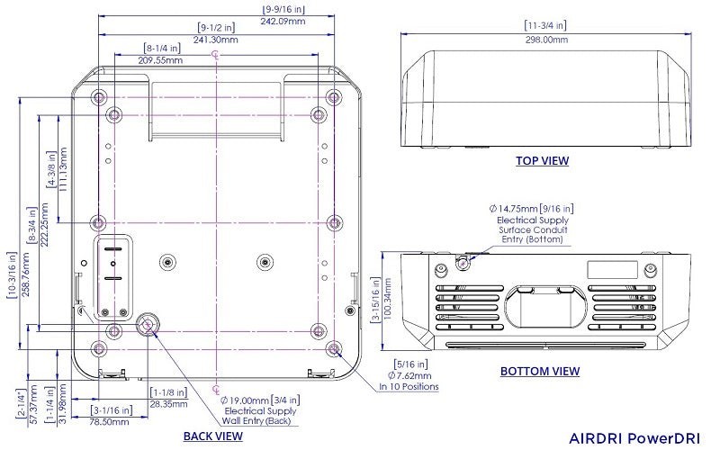 AirDri HDJ-0301A9SSB PowerDRI Automatic Hand Dryer ADA compliant HEPA Filtration