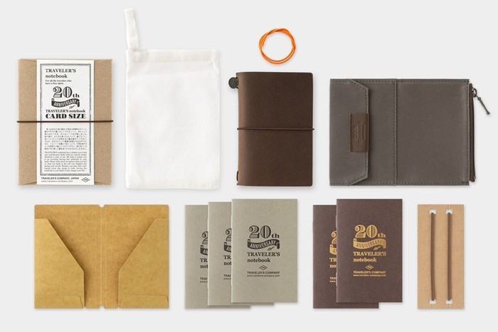 Traveler’s Notebook Card Size Set 20th Anniversary Black Brown Japan Brand New
