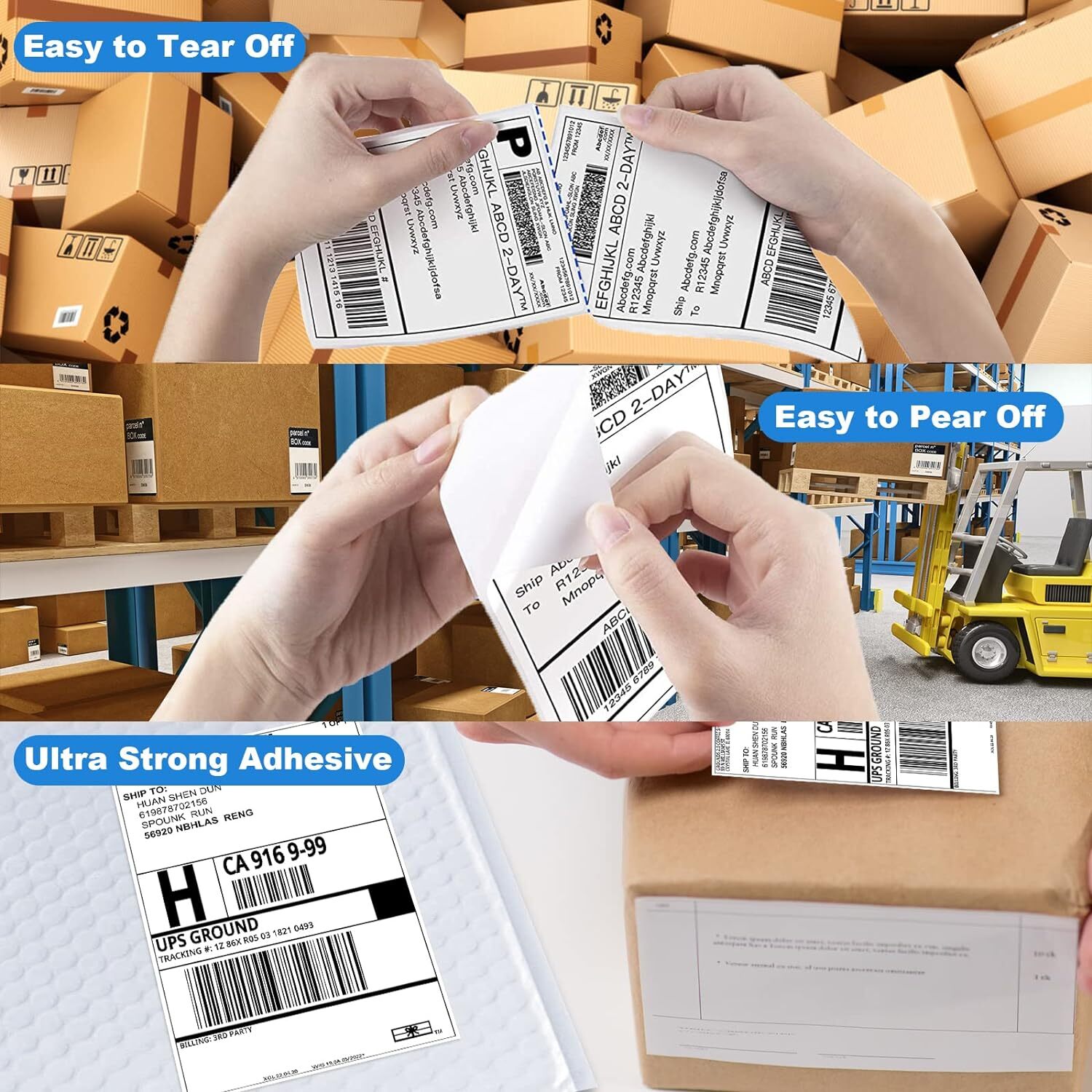 100-2000 4″x6″ Fanfold Direct Thermal Shipping Labels for Zebra Rollo Printers