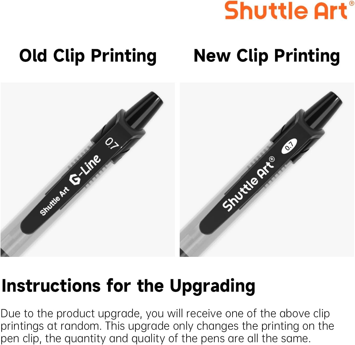 Shuttle Art Black Gel Pens, 100 Pack Retractable 1 Count (Pack of 100),