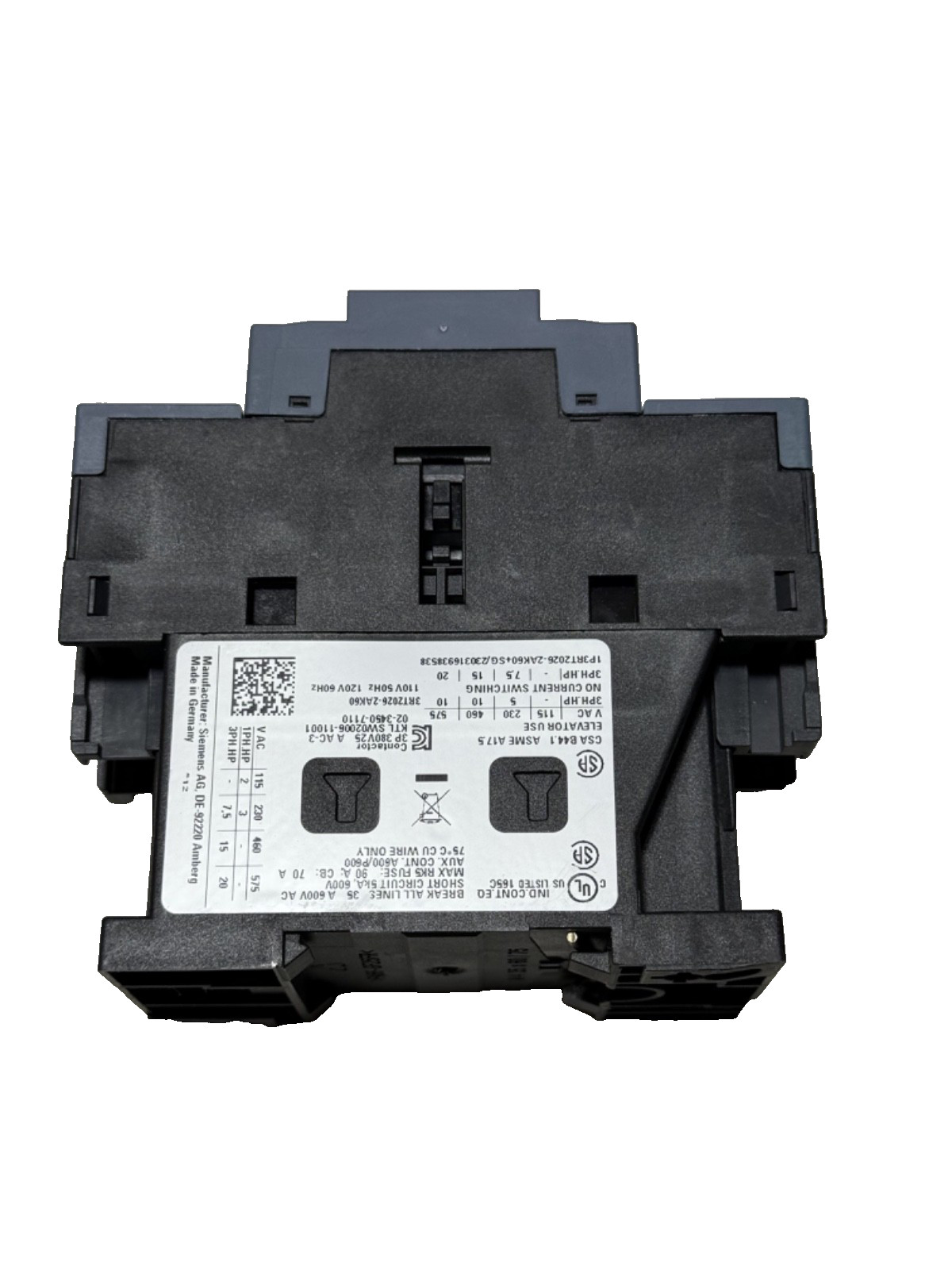 1x NEW SIEMENS 3RT2026-2AK60 3p 25a Contactor W/ 120vAC Coil – OEM SIEMENS – QTY