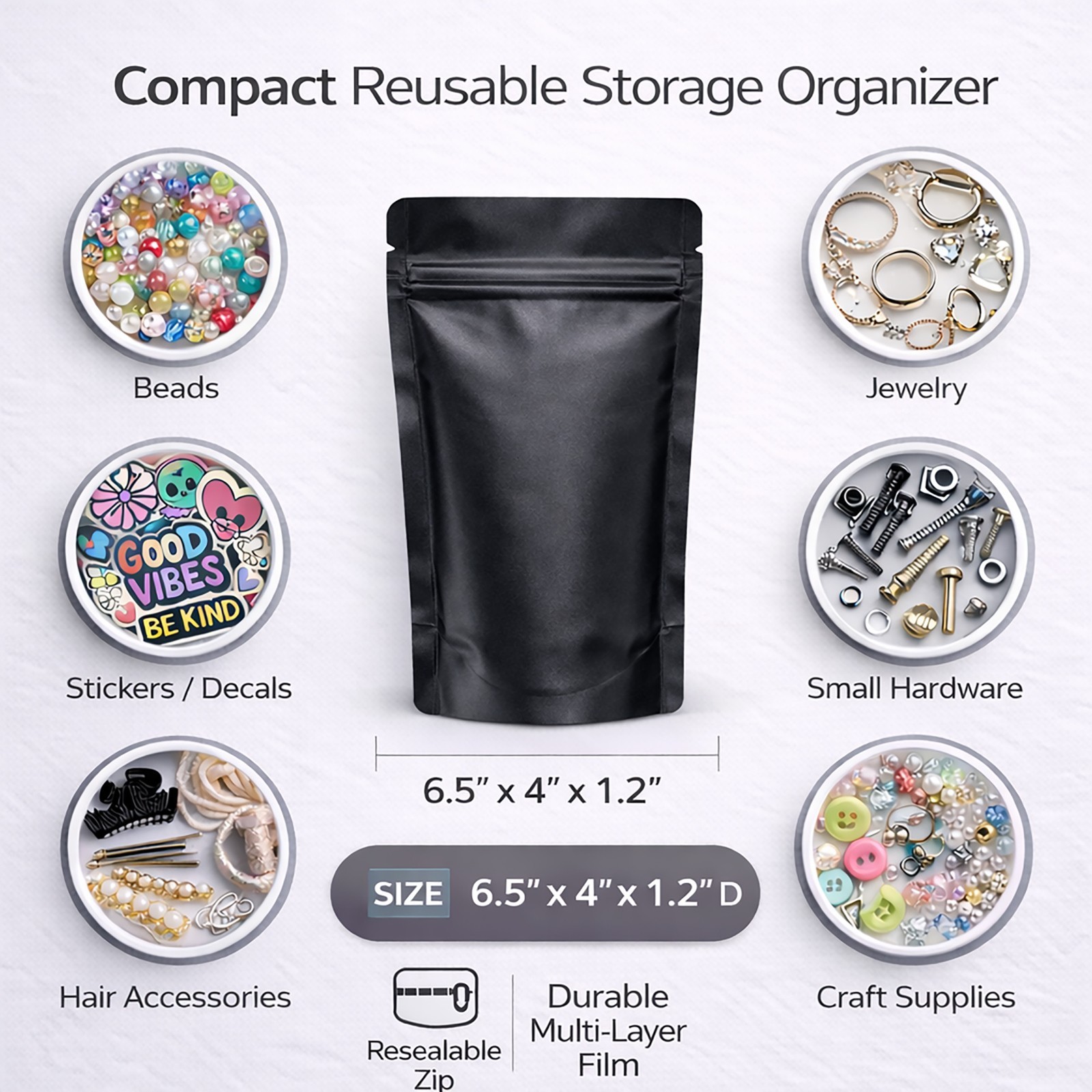 50 Pack Medium (4” x 6.25”) Assorted Decorative Storage Organizers