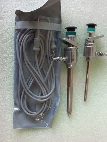 2 Pieces Laparoscopic Gynecology Trocar Cannula 10mm5mm & Bipolar Cable