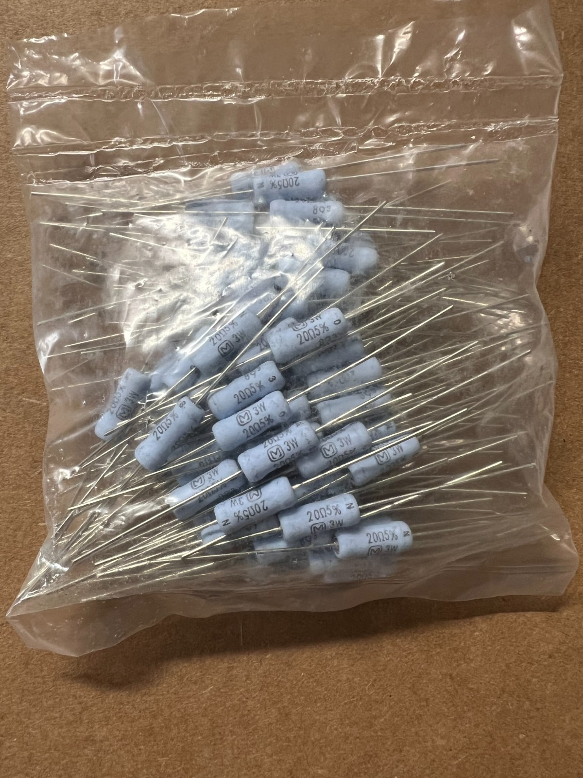 100pcs/bag Panasonic 20 ohm, 3W , 5%, Metal Oxide Film Resistors.