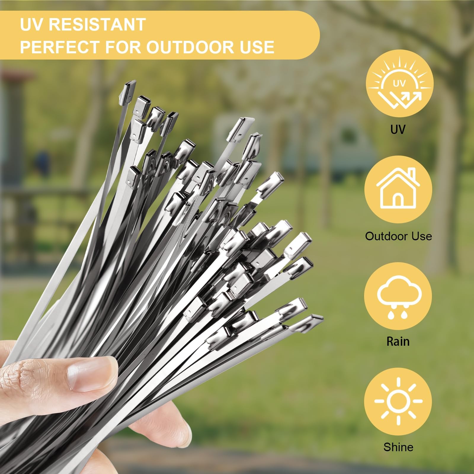 SCITOOLS Metal Zip Ties 15.8in Stainless Steel 0.18in x 15.8in, Silver