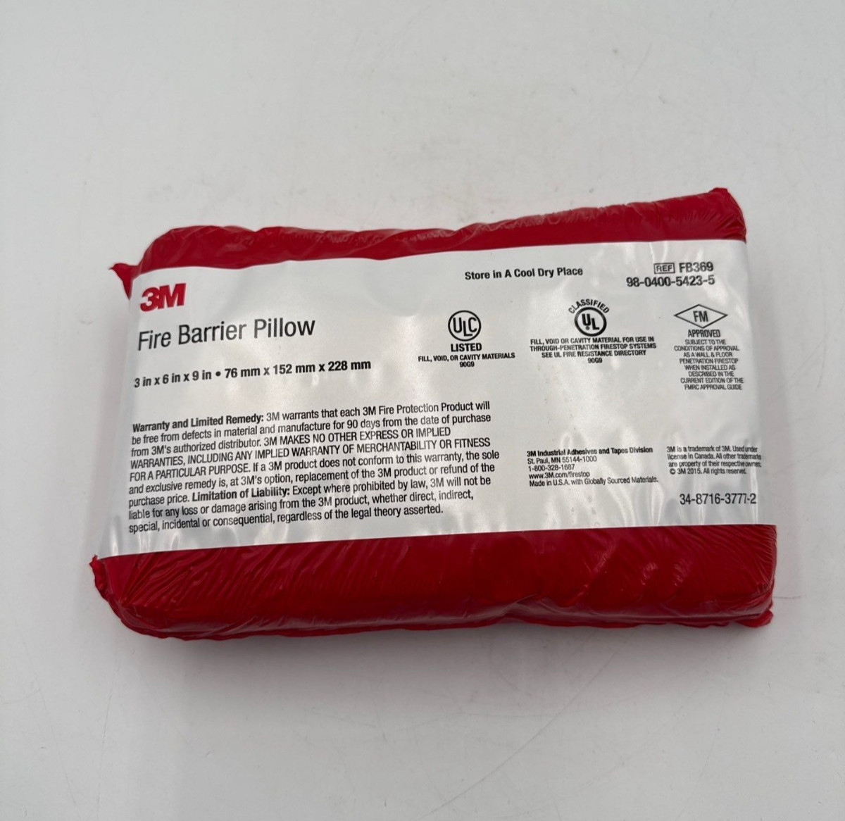 3M FB369 Fire Barrier Self-Locking Pillow 3″ x 6″ x 9″ FB-369
