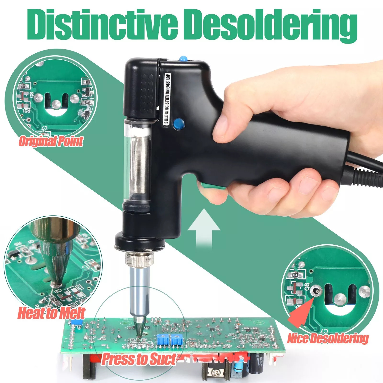 YIHUA 948-II Desoldering Suction Gun Heat Air Gun Soldering Iron Rework Station