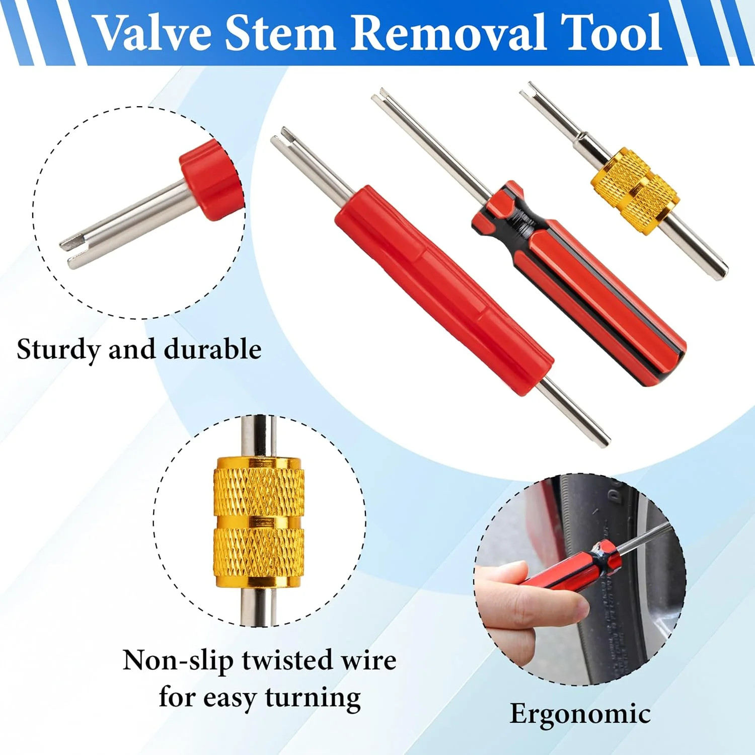 6 Pcs Valve Stem Removal Tool, Single and Double Head Schrader Valve Tool, AC Va
