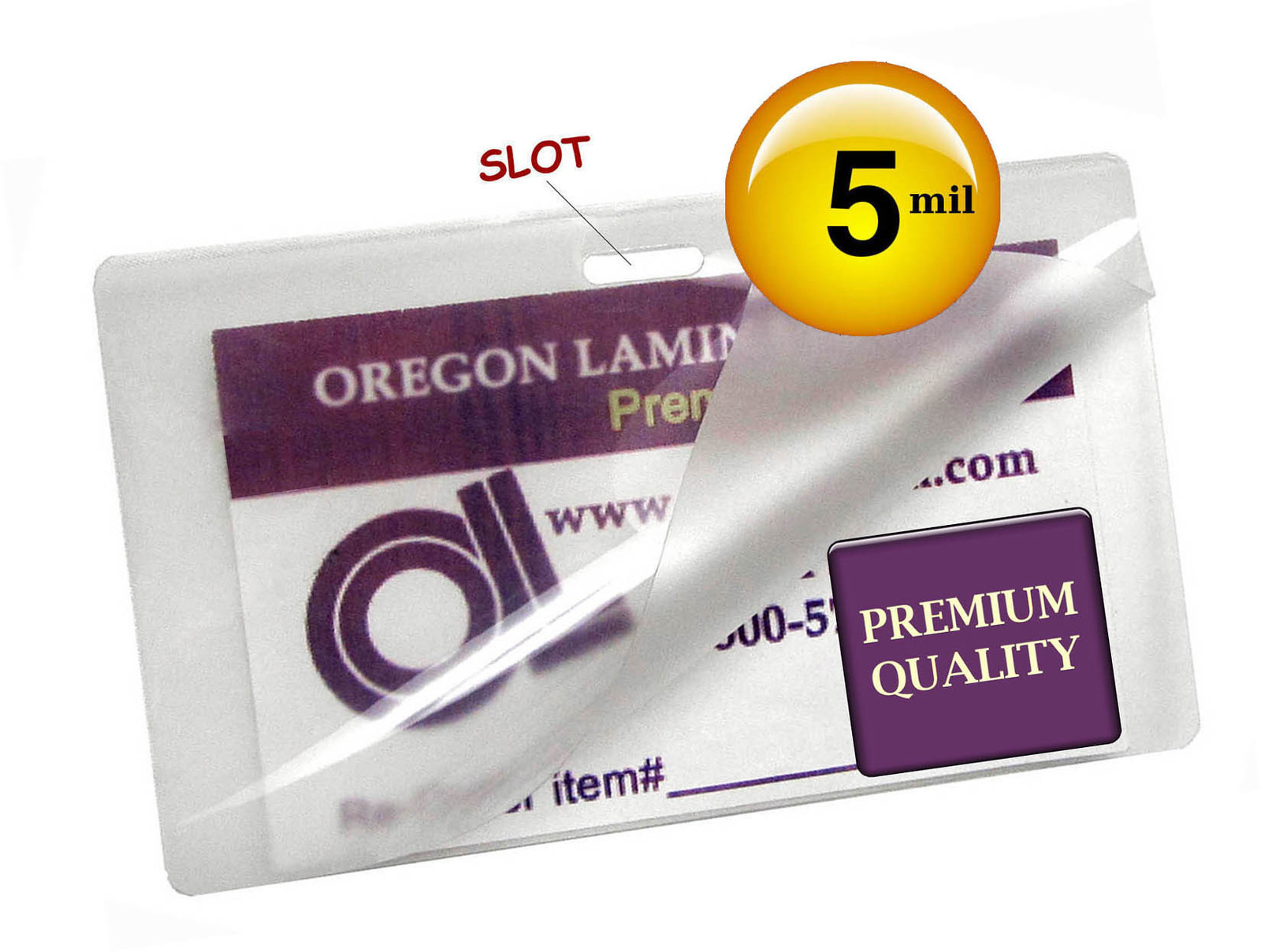 500 Military Card Hot Laminating Pouches 2-5/8 x 3-7/8 5 Mil w/Slot on Long Side