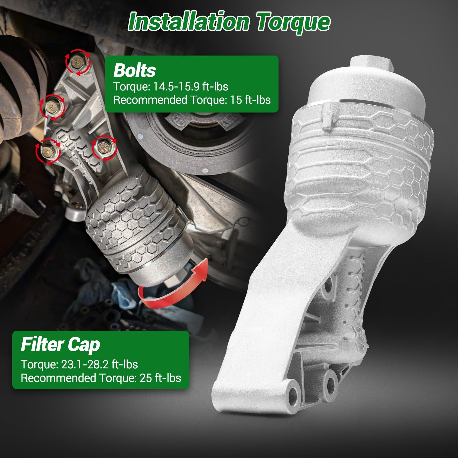 LeakProof Aluminum Oil Filter Housing Kit for Hyundai Kia Genesis Upgrade