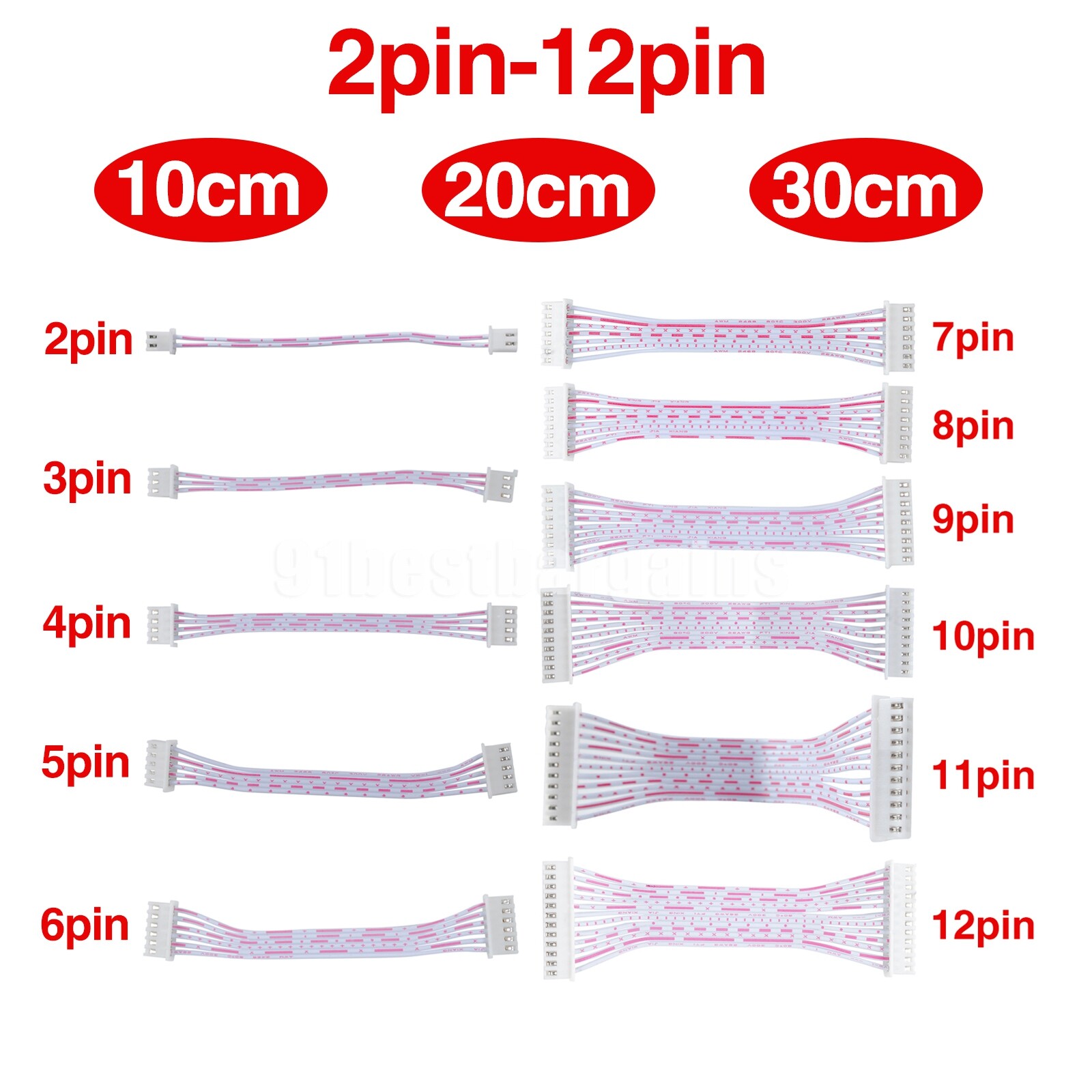 JST XH2.54mm Pitch Connector Cable Female/Female Plug 2 Pin-12 Pin 10-30cm