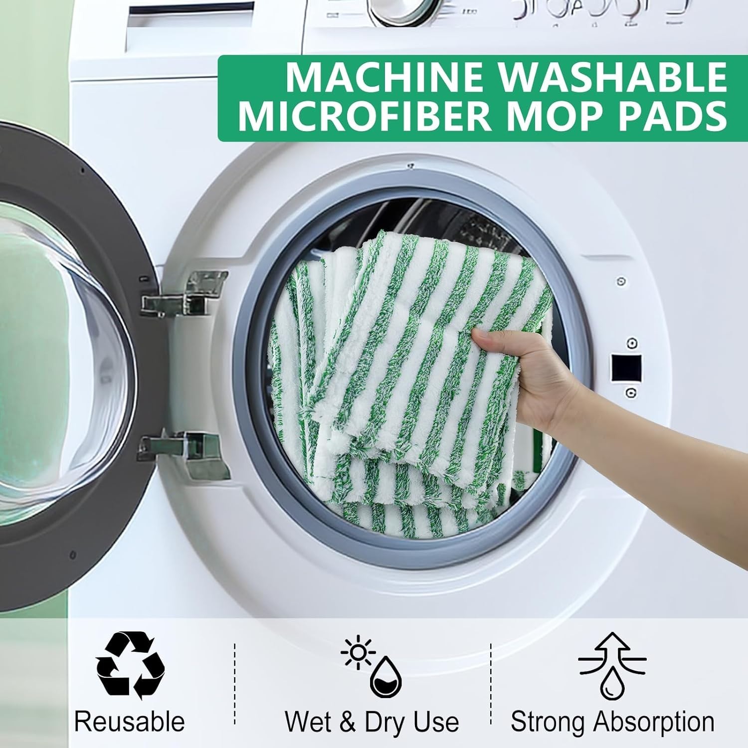 6 Pack Microfiber Mop Head Pads for Libman Wet Dry Mop Reusable Washable – NEW