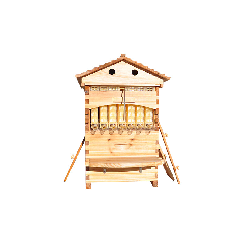 Auto Bee Hives Beekeeping Box Comb Honey House +7 Beekeeping Frames + Hive Stand