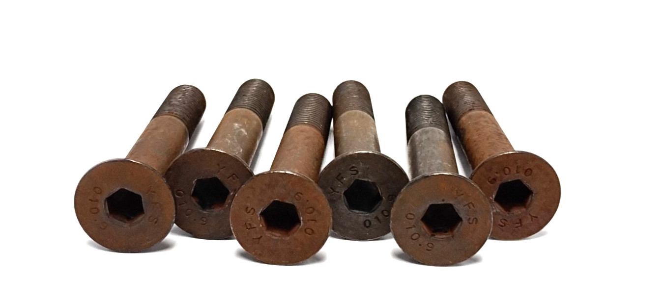 PARTIALLY THREADED FLAT HEAD BOLTS, M16X2.0 THREAD, 95MM OAL, 10MM HEX, LOT OF 6