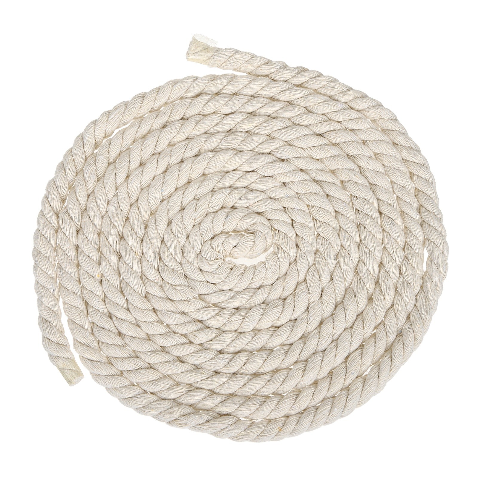 10mm x 11.5 Feet Beige Cotton Rope 3 Strand for DIY Wall Hanging Knotting