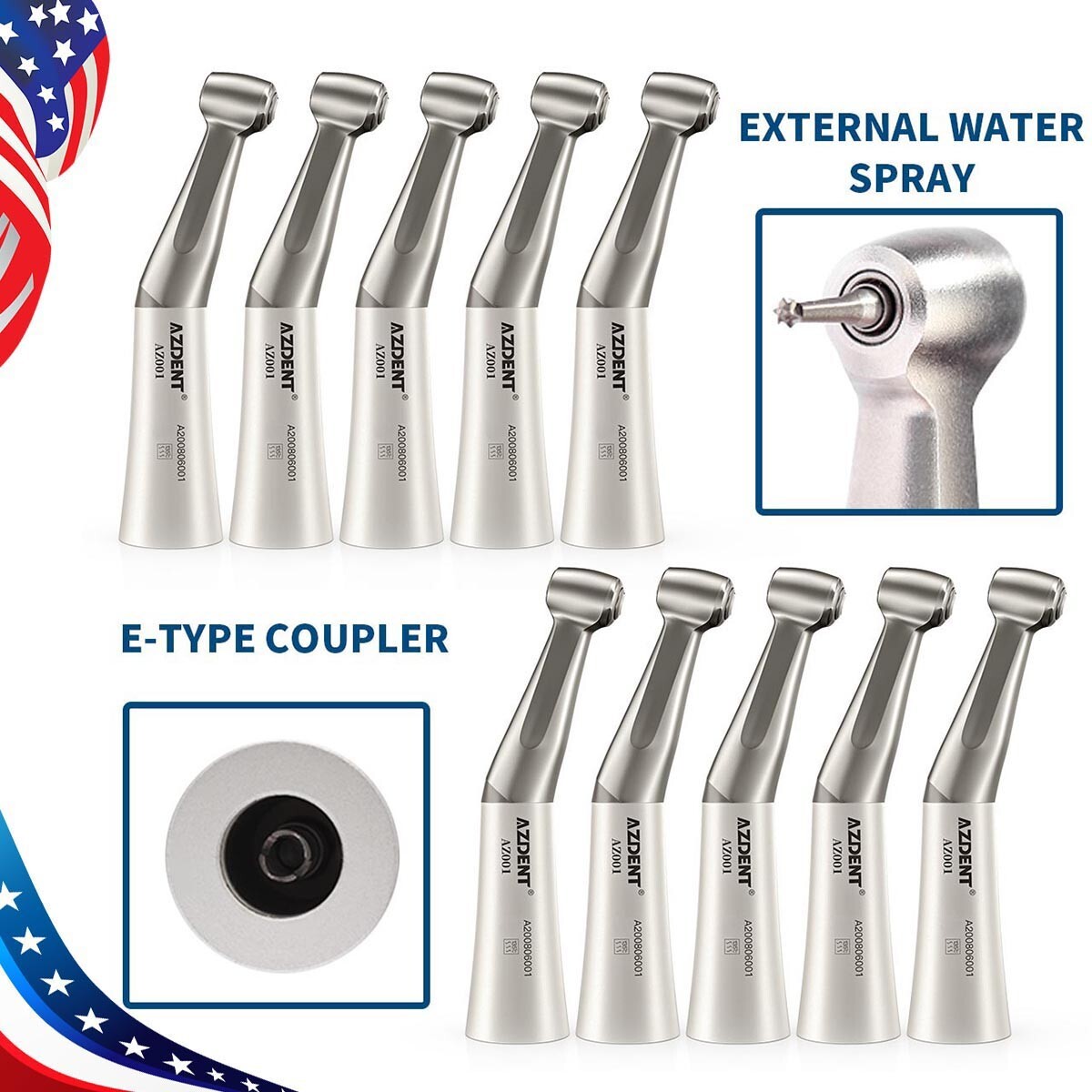 Dental Slow Low Speed Contra Angle Handpiece 1:1 E-Type Push Button CA 2.35mm