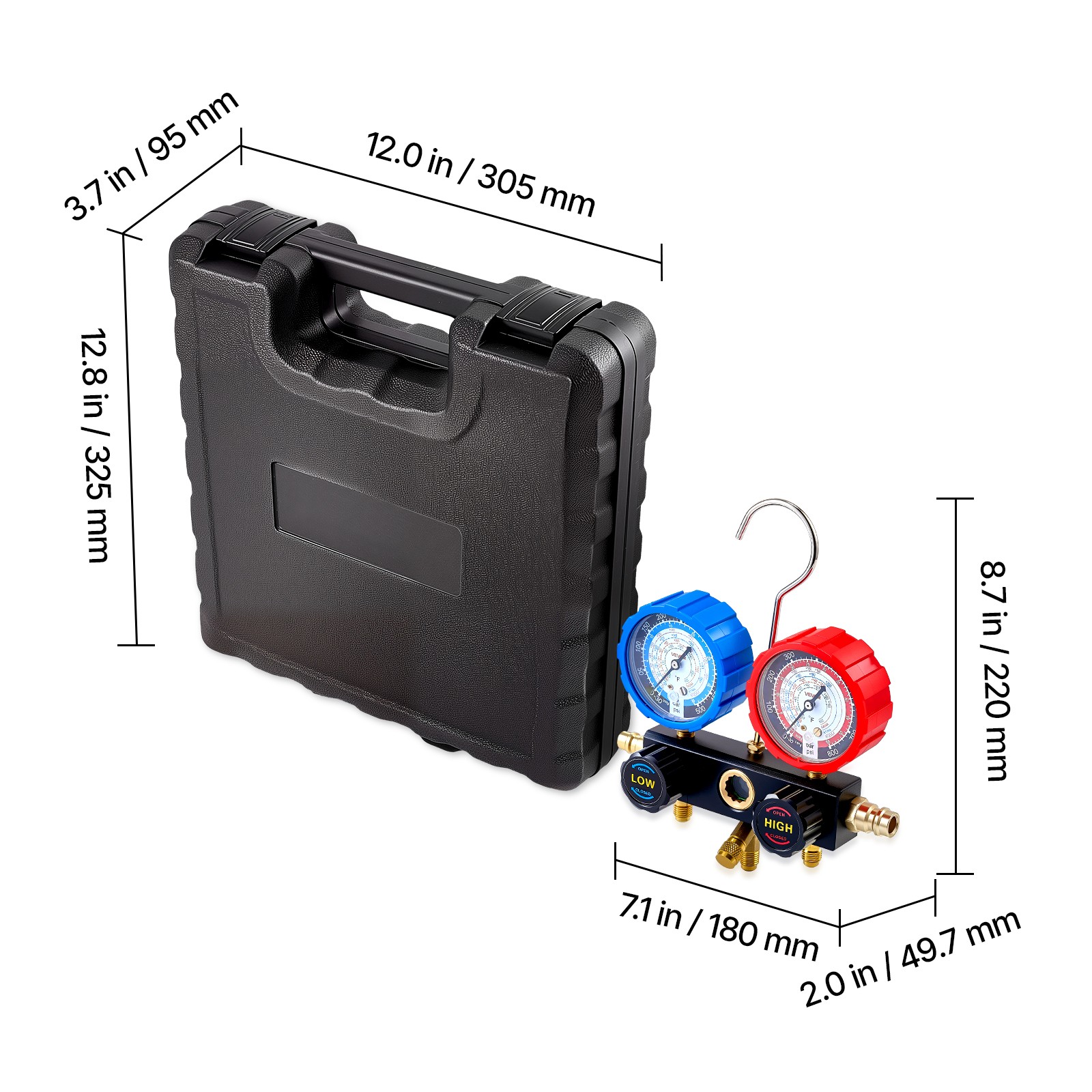 Uimoso 3-Way AC Manifold Gauge Set for R134a R404A R1234yf R22 Refrigerants