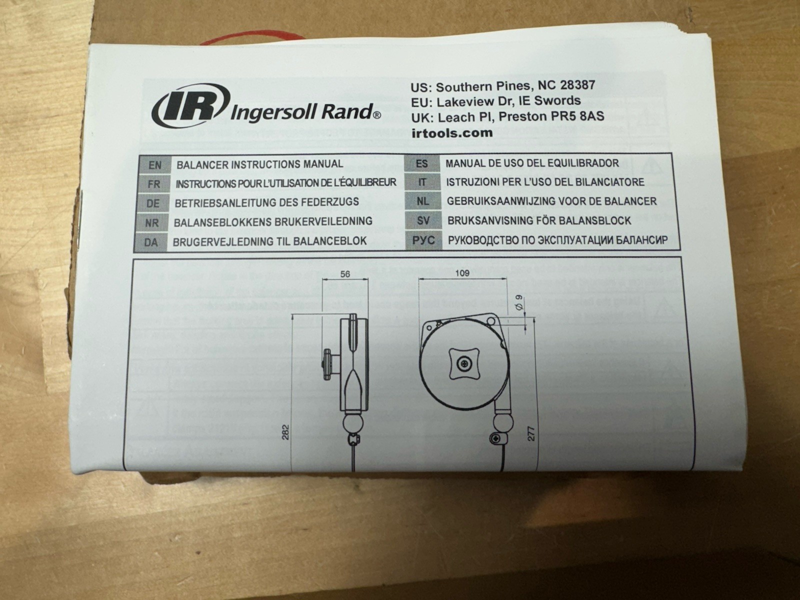 Ingersoll Rand BLD3 Light Duty Ergonomic Tool Balancer 4.4-6.5lb Capacity 5.2′ L