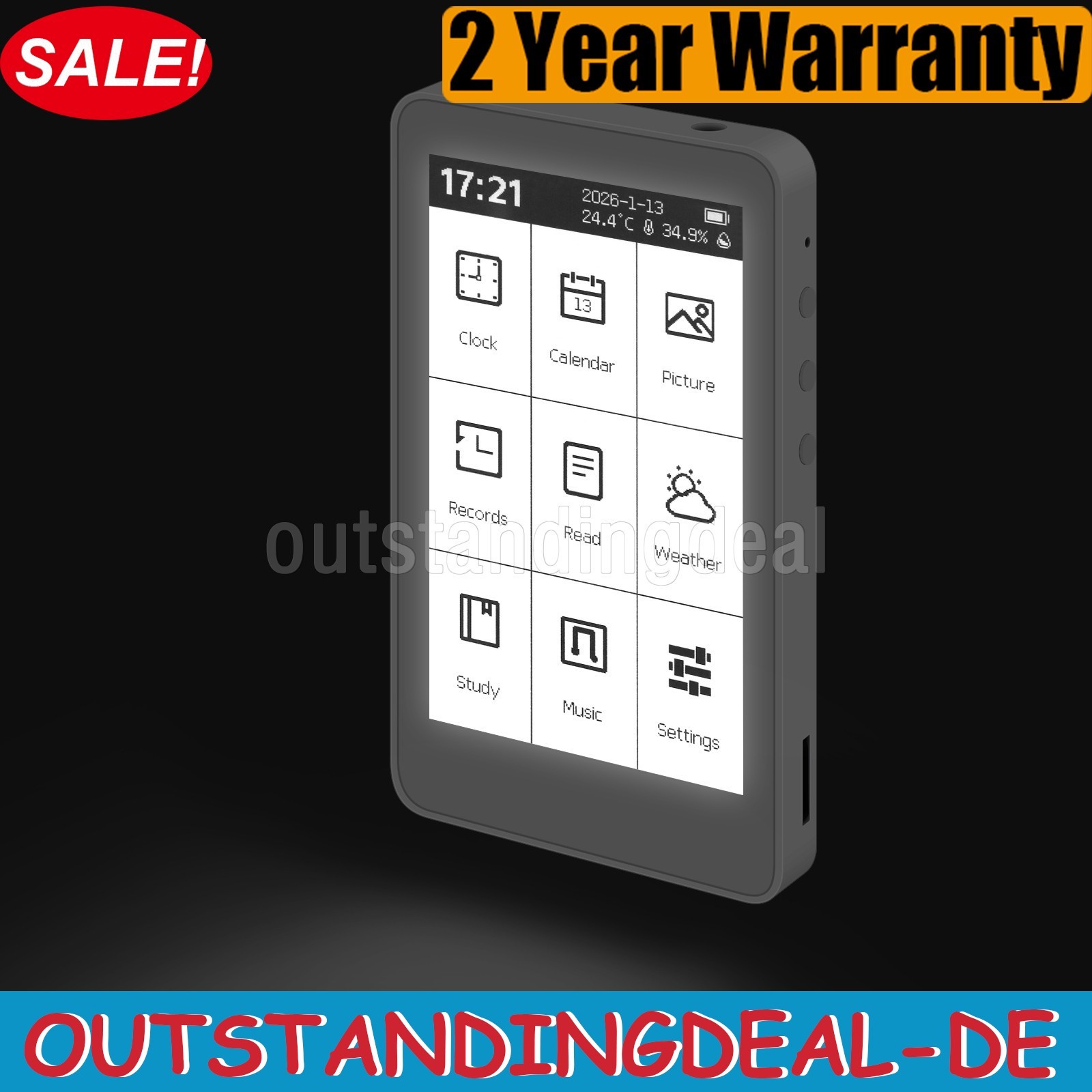 HamGeek M3 E-Book Reader 3.7-inch Touch Screen E-Paper 10-Level Adjustable ot34