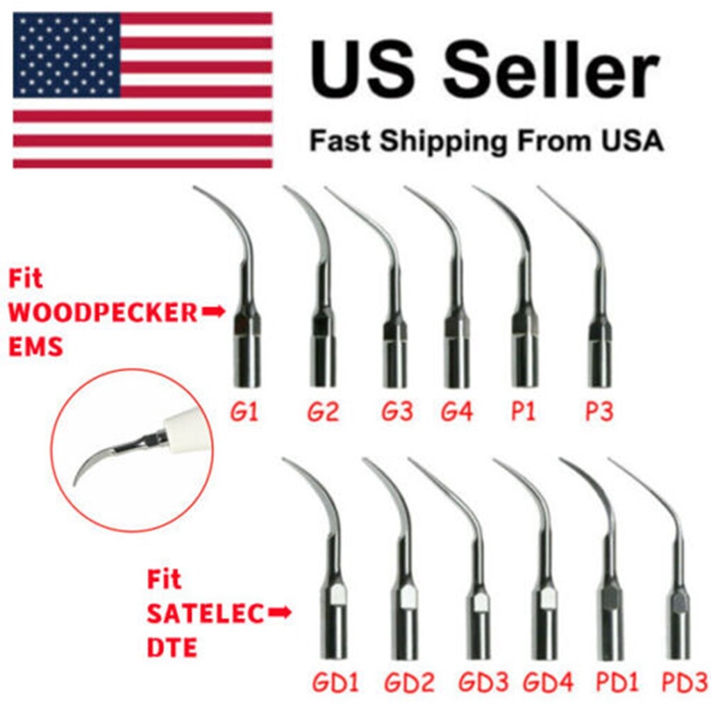 1-10*Tips Dental Ultrasonic Piezo Scaler fit EMS Woodpecker/DTE SATELEC Handpiec