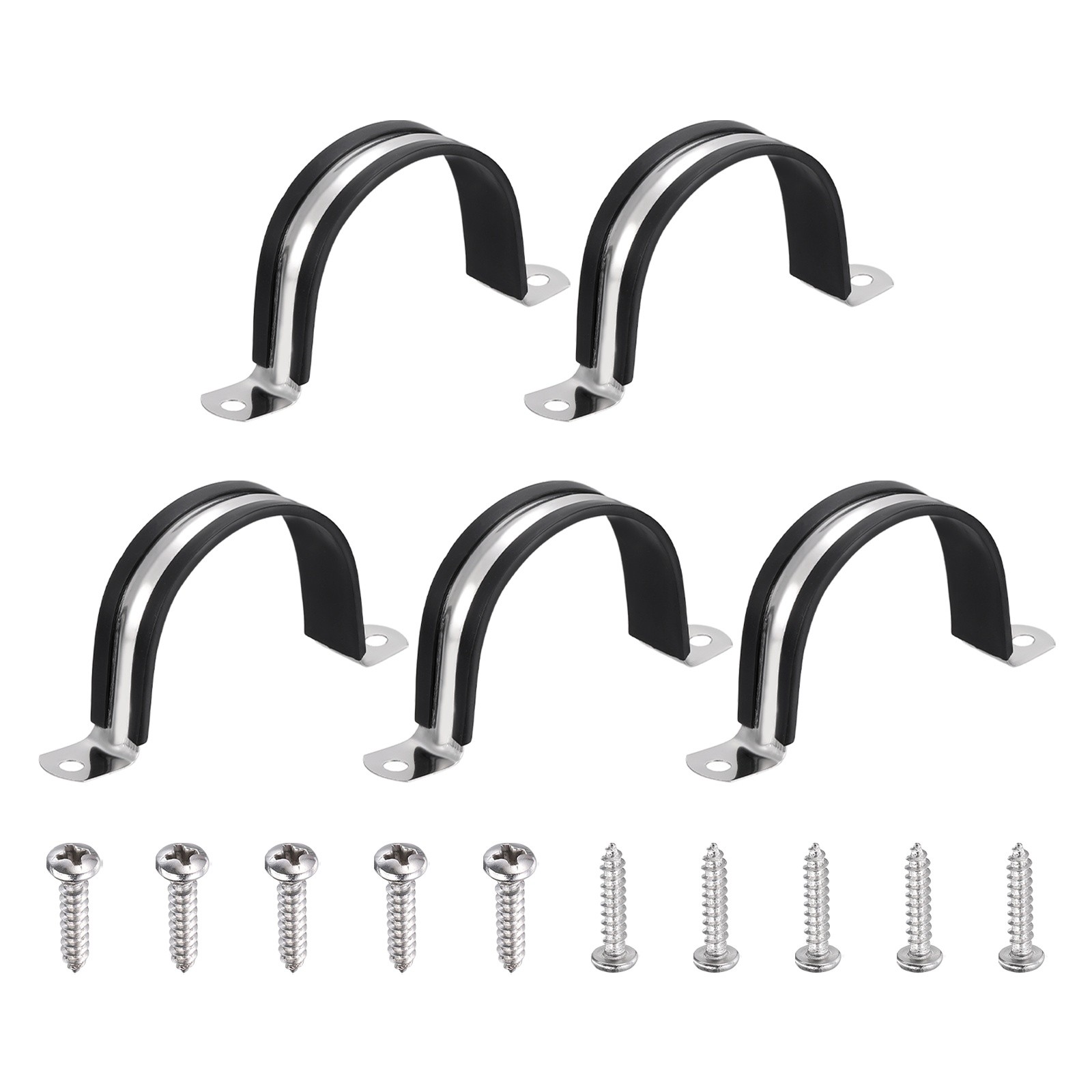5pcs 57mm (2-1/4″) cable clamp with rubber coating, for black pipes