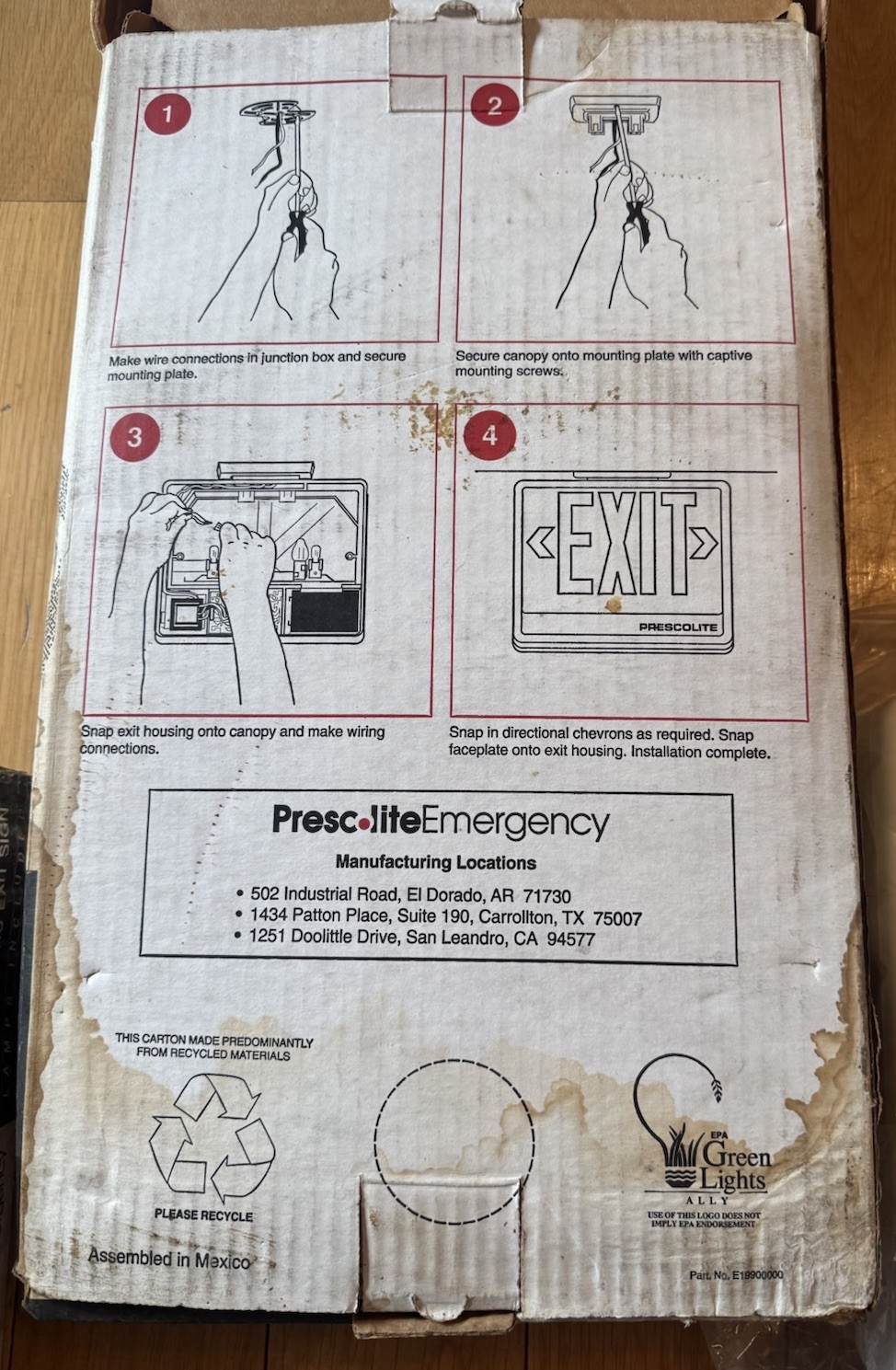 Prescolite Emergency PEX Thermoplastic Red/White Illum. Exit Sign (lamps Incl.)