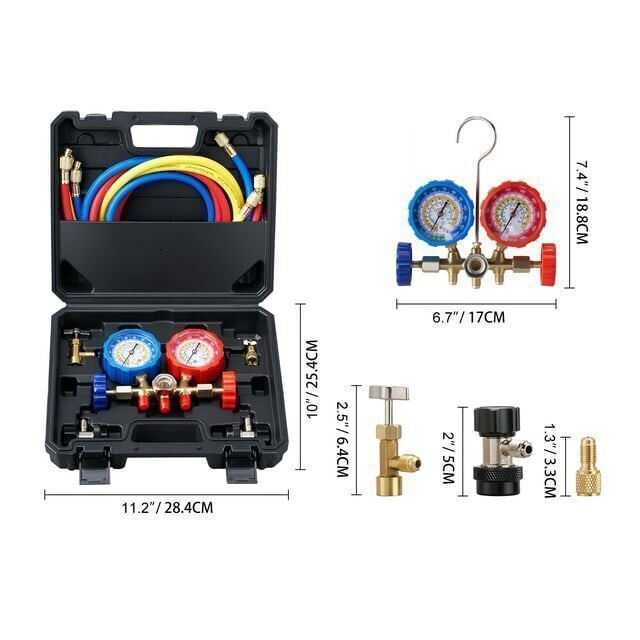 AC Manifold Gauge Set Brass HVAC R12 R134A R502 R404A R22 Air Refrigeration Kit*