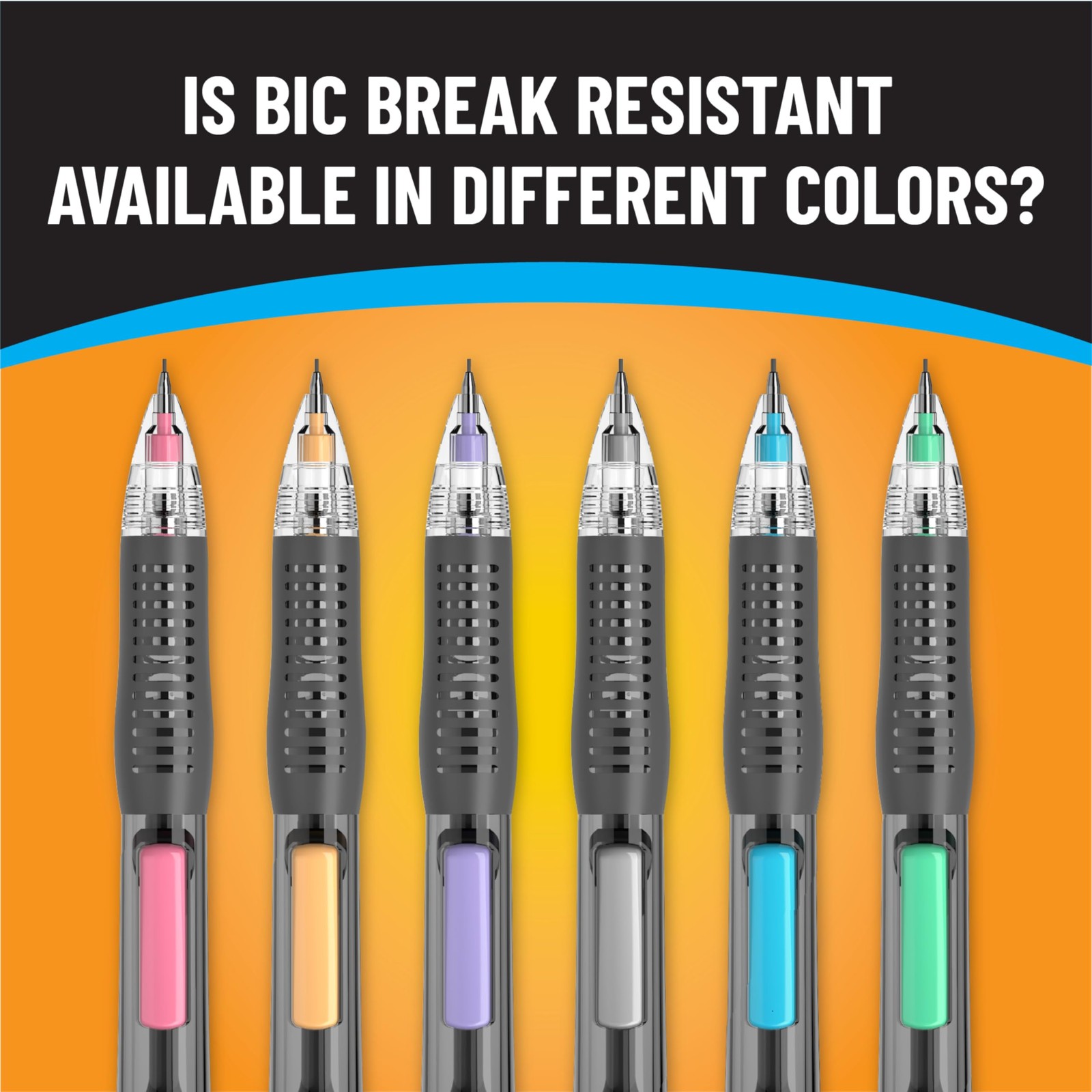 BIC Break Resistant Mechanical Pencils with 12 Count, Black, Blue, Gray