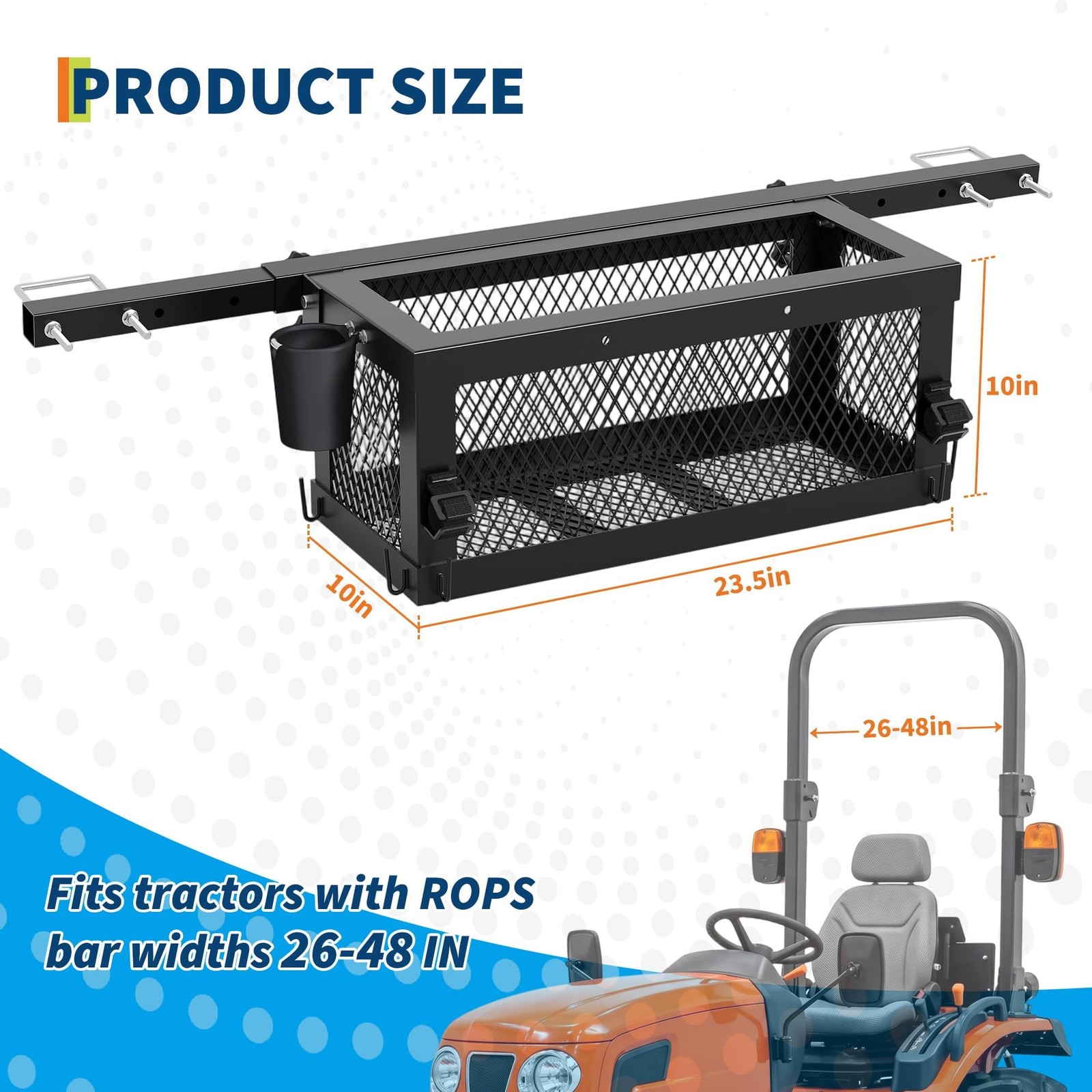 Heavy Duty Universal Tractor Tool Box Tray Attachment, Tractor Tool Box Storage