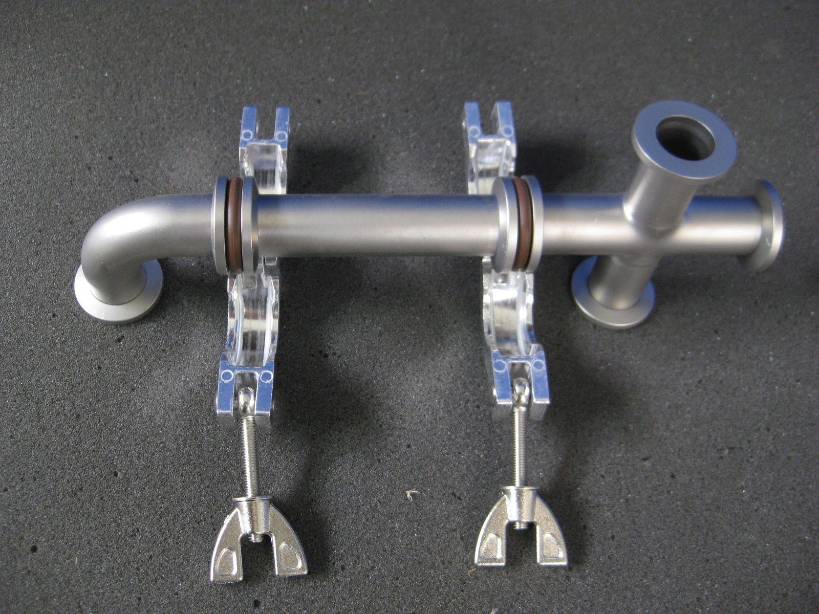 NW16 Stainless Steel Vacuum Pipe Assy: Cross, Straight & Elbow w/ Clamps, Used