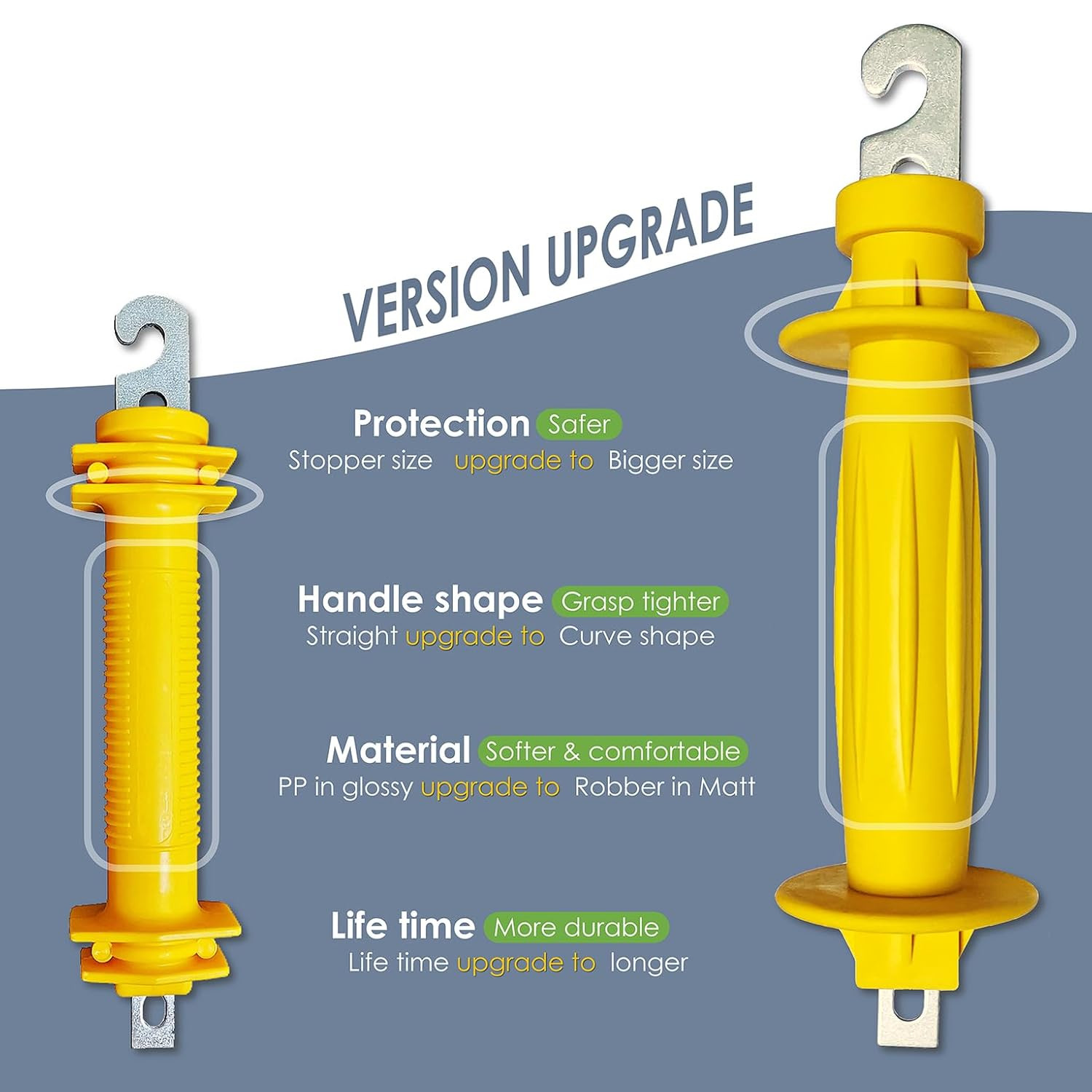 Electric Fence Rubber Gate 8 Pack Yellow | Spring Handles Insulated Plastic Han