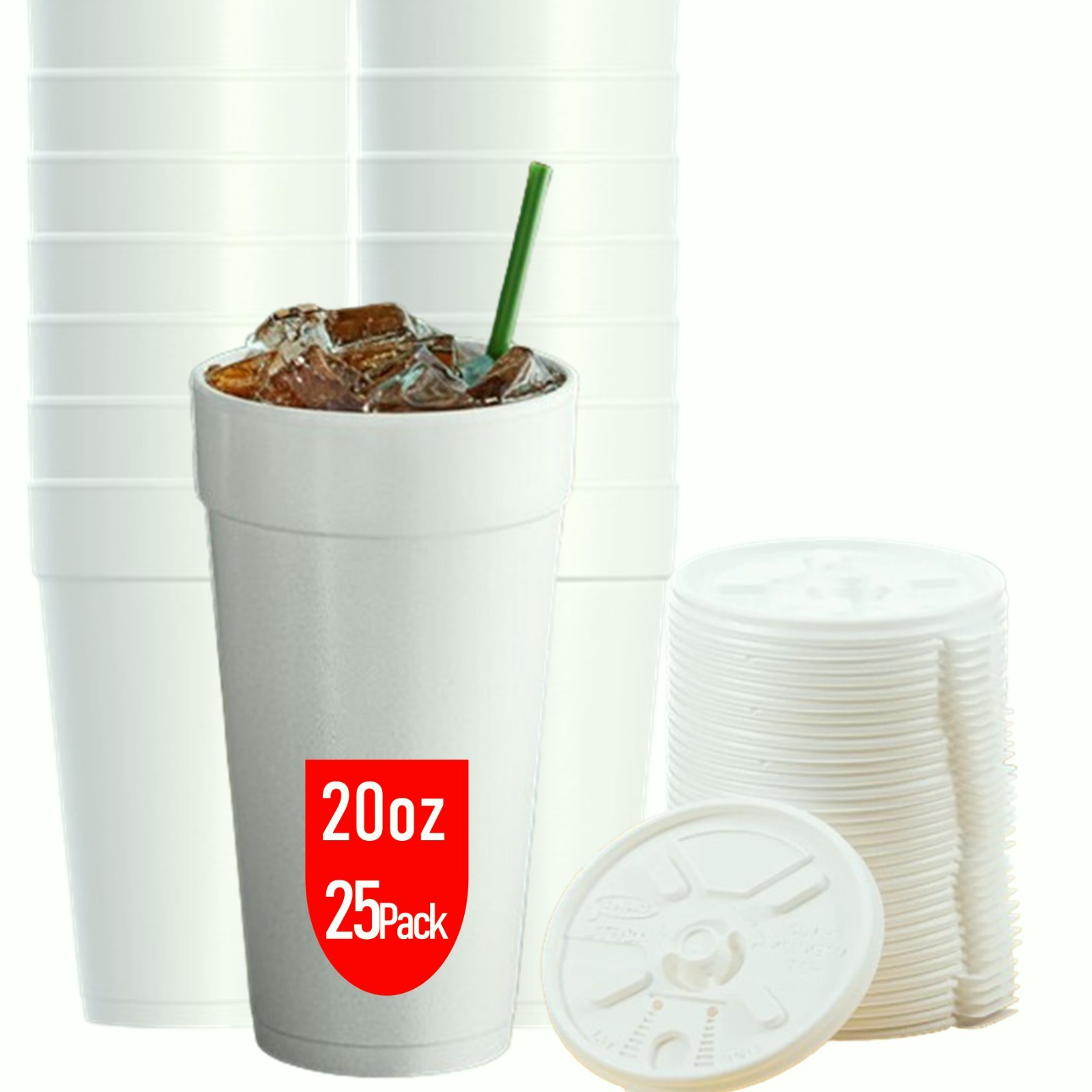 Foam Cups for Hot and Cold Drinks With Lids, USA-Made 50-Pack – Ideal Styrofoam